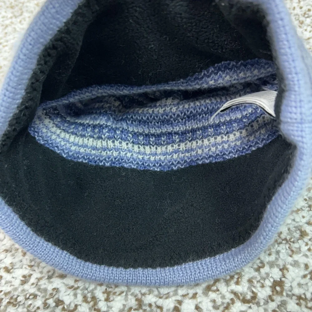 Columbia Beanie‎ Hat Youth One Size Blue Knit Fleece = Tassel Winter Wool Blend